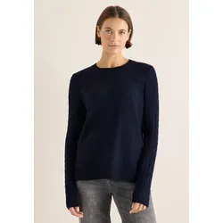 CECIL Damen Pullover 3016899 mit Strickdetail in urban Dark Blue, XXL - Stylischer Strickpullover für Damen mit Rundhalsausschnitt und einzigartigen Strickdetails an Armen und Seiten, ideal für einen modernen Look.