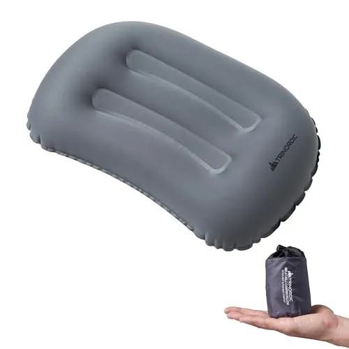 Trinordic Ultraleichtes Aufblasbares Camping Kissen – Extra Weicher Bezug & Verstellbares Ventil – Bequemes und Kompaktes – Camping Zubehör für Outdoor Abenteuer, Wandern, Backpacking und Bikepacking