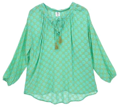 GURU SHOP Blusentunika - Plus Size Strandbluse für Damen - Damenblusen in A-Linie, ideal für Strand und Stadt, aus leichtem, luftigen Material, das Kurven schmeichelt und Komfort bietet.