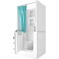 Seniorendusche & Sitzwanne S02D-TH-A-L 78x100cm mit Tür - Duschkabine mit seitlicher Tür für sicheren Einstieg, ideal für Senioren und Menschen mit Mobilitätseinschränkungen, aus hochwertigem Sanitär-Acryl für Stabilität und Komfort.