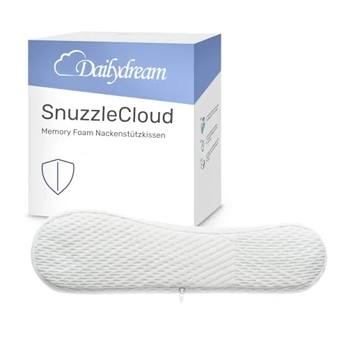 Dailydream SnuzzleCloud Memory Foam Kissen - Ergonomisches Nackenstützkissen 60x40x9/11 cm - Nackenhörnchen mit hervorragender Nackenunterstützung durch speziellen Memory Foam, hygienischer Bezug, allergikergeeignet und nachhaltig produziert.
