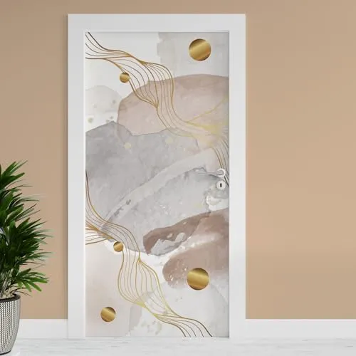 Finest Folia Türfolie 90x200 cm Türtapete Türposter Folie für Tür Wohnzimmer Kinderzimmer Küche Türaufkleber Bad Aufkleber selbstklebend (TF02-36 Abstrakte Linien)