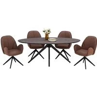 Homestyle4u Essgruppe mit 4 drehbaren Stühlen