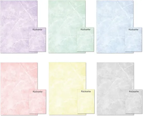 LYSCO Briefpapier Set Marmorpapier Gastronomie zweiseitig bedruckt 6 Farben (MPA-5243), leckere Gastronomische Atmosphäre, für alle Drucker geeignet.