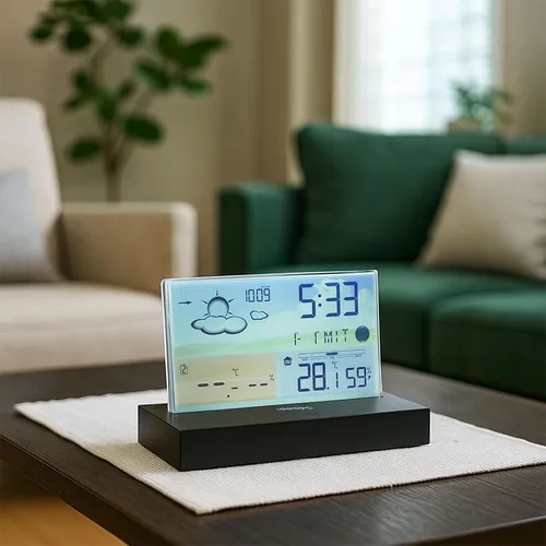 ideoon Moderne Funk-Wetterstation mit Außensensor – Präzise Wetterprognose & elegantes Design