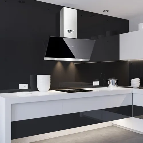 Kaiser AT 9440 Dunstabzugshaube 90cm Kopffreihaube Schwarz Glas Edelstahl