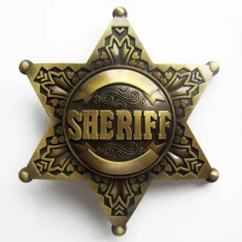 Buckle Sheriff Stern antik messing- farben Gürtelschnalle