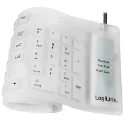 LogiLink Tastatur Flexibel Wasserfest USB + PS/2, weiß