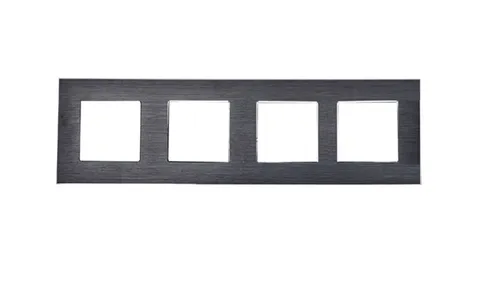 Point 4 Fach Alurahmen Alu Aluminium gebürstet Schalter Steckdose Schwarz