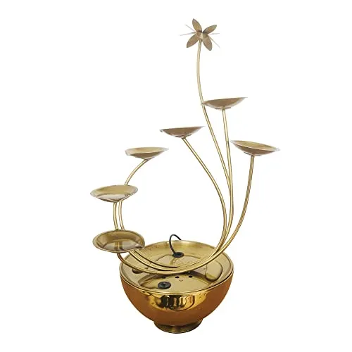 KÖHKO® Zimmerbrunnen Goldblumentopf mit LED-Beleuchtung von Köhko