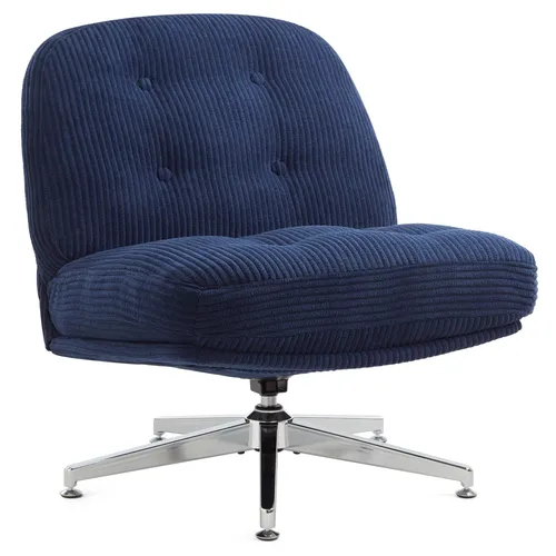 IWMH Gepolsterter Bürostuhl ohne Rollen - Bequemer Drehstuhl in Blau - Bürostühle: Mit einem breiten, dicken Sitzkissen (65cm x 15cm) und armlehnenfreiem Design für maximalen Komfort beim Sitzen im Schneidersitz. Ideal für lange Arbeitsstunden oder entspannte Lesemomente.