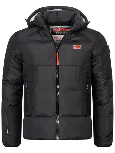 Geo Norway Herren Winterjacke Steppjacke mit Kapuze h-362 schwarz L - Stylische Steppjacke mit Kapuze für kalte Tage. Aus 100% Polyamid gefertigt, bietet sie hohen Tragekomfort und zwei praktische Taschen.