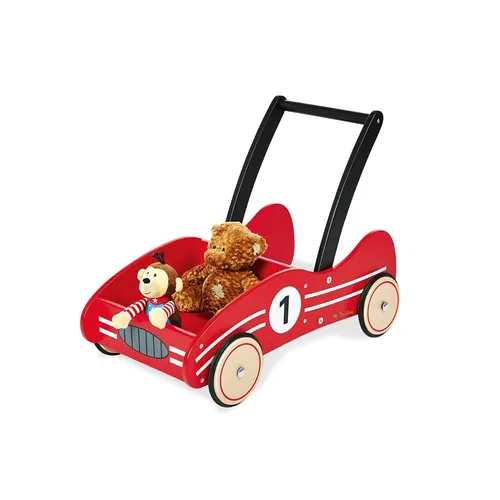 PINOLINO Lauflernwagen Kimi - Robuste Lauflernhilfe mit Bremssystem - Lauflernwagen aus Holz mit gummierten Rädern, ideal für Kinder von 1-6 Jahren. Das innovative Bremssystem sorgt für Sicherheit beim Laufen lernen.