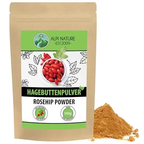 Alpi Nature Hagebuttenpulver 500g, Hagebuttenmehl ,Hagebutten getrocknet und gemahlen, Hagebutten Pulver