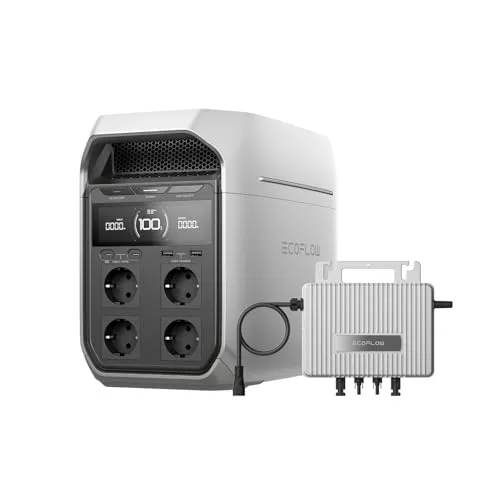 EcoFlow Delta 3 Plus tragbare Powerstation 1024Wh, 0% VAT WLAN STREAM Mikrowechselrichter 800W, LiFePO4-Batterie, 1800W (3600W Spitze) Solargenerator für Notstromversorgung, Camping