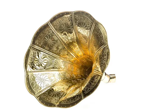 Aubaho Dekoobjekt Trichter Grammophon Horn goldfarben - Deko-Objekte im antiken Stil, handgefertigt aus Messing mit einzigartiger Patina für einen nostalgischen Look.