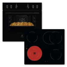 Electrolux ELXH2K (KEHLH00BK + LRD6406IK) Herdset schwarz 7Heizarten Elektrokochfeld rahmenlos 60cm