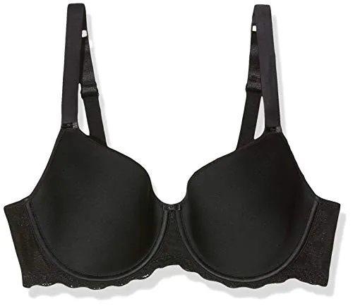 Sassa Damen Spacer BH, Schwarz (Schwarz 500), 90D - Funktionsunterwäsche mit atmungsaktiven, weichen Cups aus Glanzmicrofaser und Punktetüll für hohen Tragekomfort und eine perfekte Passform.