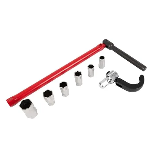 Dönges Standhahnmutterschlüssel Set 13 mm - Rollgabelschlüssel für die Montage und Demontage von Standhahnmuttern, inklusive schwenkbarer Klaue für Rechts- und Linksgang, ideal für Heimwerker und Profis.