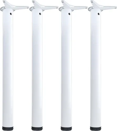 Verstellbare Tischfüße 690-720mm, rund ø 60mm, Metall - Höhenverstellbare Tischbeine aus weiß lackiertem Stahl, ideal für Schreibtische und Esszimmertische. Perfekte Anpassung dank 30mm Verstellbarkeit für individuelle Bedürfnisse.