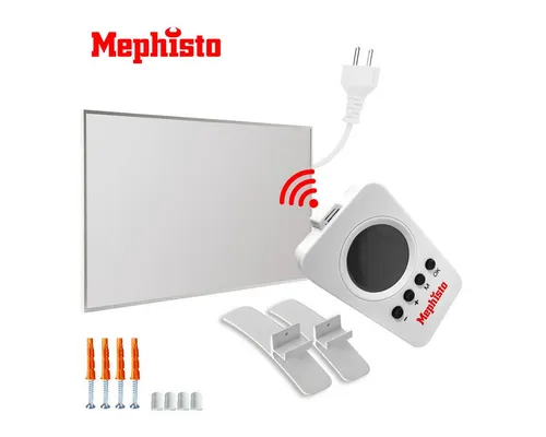 Mephisto-Heat Infrarotheizung 600W - Infrarotheizungen, klimaneutral und kostensparend. Mit Fernbedienung, Thermostat und 168 programmierbaren Heizzyklen für flexibles Wohlfühlen in jedem Raum.