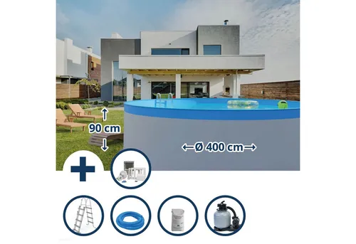 Waterman Rundpool Stahlwandpool Set 400 x 90 cm - Swimmingpools: Hochwertiger, langlebiger Stahlwandpool aus feuerverzinktem Stahl, ideal für Heimwerker. Inklusive Sandfilteranlage und Sicherheitsleiter für sorgenfreies Schwimmen.