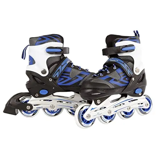 Kids Globe Street Rider Inlineskates blau/schwarz - Verstellbare Inliner für Kinder in den Größen 29-32, mit ABEC7 Alurahmen für sicheren Fahrspaß und Komfort.