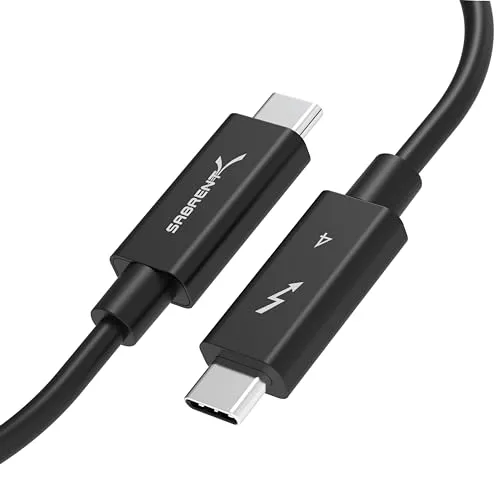 SABRENT Thunderbolt 4 40 Gbps Ladekabel 2M lang USB Typ-C Kabel | 8K 60Hz Display |PD Unterstützt 100W (5A, 20V) Ladung | E-Mark Chip | (Zertifiziert by Intel) schwarz (CB-T4M2)