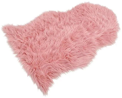 matches21 HOME & HOBBY Fellteppich Großes langflor Deko-Fell als Fell-Imitat in 90 x 60 cm rosa pink, fellförmig, Höhe: 20 mm, Flauschiges Kunstfell als Fell-Teppich Stuhl-Überwurf Sitzauflage
