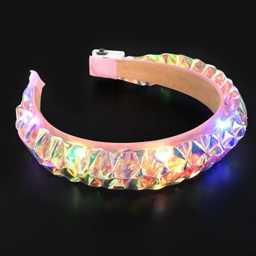Leuchtender Haarreifen mit 3 Lichtmodi, Laser Haarreif Leuchtende Angenehm zu tragen, Leuchtende Stirnband Zeig deine Schönheit, Leuchtender geflochtener Haarreifen für Party, Festival, Rave (Wellen)