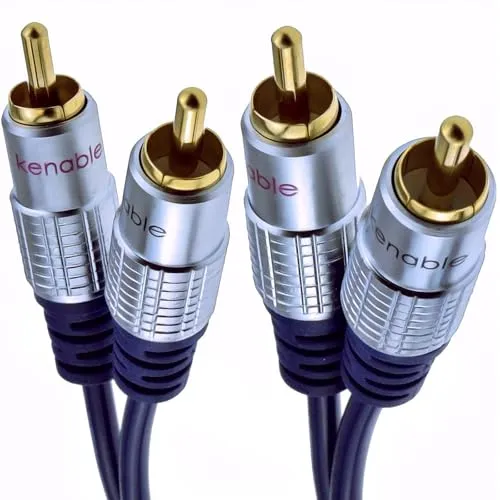 kenable Reines Kupfer OFC HQ 2 x Chinch Cinch Stecker Zum Stecker Stereo Audio Kabel Vergoldeten 0,5 m [0.5 Meter/0,5m]