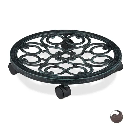 Pflanzenroller Blumenroller mit 4 Rollen in grün von Relaxdays