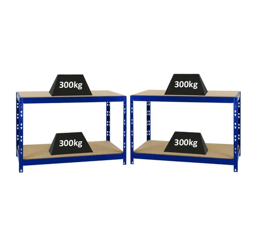 PROREGAL® Werkbank MegaDeal - 2 Stück Tiger 300kg pro Fachboden - Robuste Werkbänke für Werkstatt und Garage, mit 300kg Traglast pro Fachboden und einfacher Steckmontage für schnellen Aufbau.