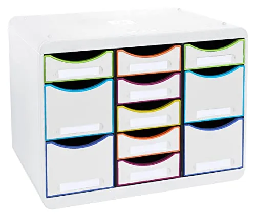 Exacompta 313913D Ablagebox Harlekin - Bürobedarf: Ablagebox mit 11 individuell platzierbaren Schubladen, ideal für Ordnung und Übersicht, hoch belastbar und stapelbar.