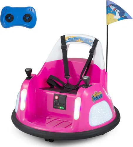 COSTWAY 12V Autoscooter Kinder – 360° drehbar, rosa