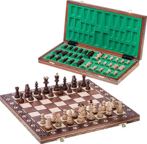 SQUARE - Schachspiel CONSUL aus Holz - 48 x 48 cm - Brettspiel: Hochwertiges Schachbrett aus Buche/Birke, seidenmatt lackiert und mit elegantem Innenraum für die Figuren. Ideal als Geschenk für Schachliebhaber.