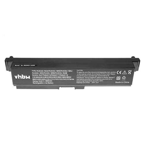 vhbw Akku kompatibel mit Toshiba Satellite P755, T135, T130, T115, T110D, U405, U400, P775, P745 Notebook (6600 mAh, 10,8 V, Li-Ion)