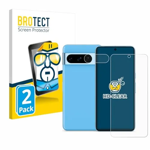 BROTECT 2 Stück Schutzfolie für Google Pixel 8 Pro (Display+Kamera) Displayschutz Folie Made in Germany, Ultra-Klar