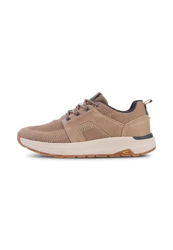 camel active Herren Sneaker aus Leder-Textil Mix Sand – Bequeme Alltagsbegleiter - Robuste Sneaker aus Textil und Wildleder mit leichter Phylon-Sohle und Gummi-Grip. Ideal für den Alltag, mit weichem Fußbett und sicherer Schnürung für optimalen Komfort.