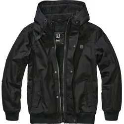 Brandit Essential Jacket schwarz, Größe 4XL - Funktionsjacke mit Kapuze und robustem Canvas-Material, bietet angenehme Wärme durch Teddyfell-Futter und praktische Taschen für deine Essentials.