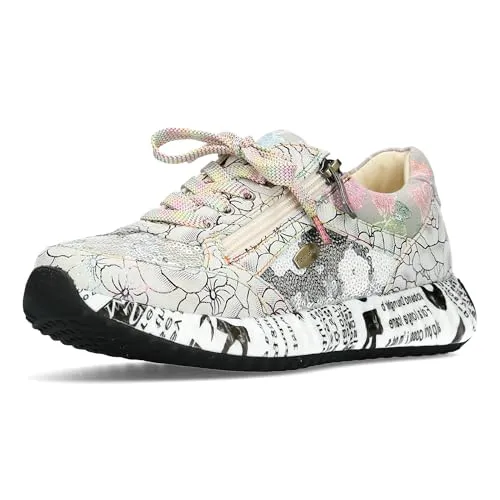 Laura Vita Damen Sneaker Burton 1123 - Blumenmuster und Reißverschluss - Wanderschuhe mit coolem Blumenmuster, bequemem Reißverschluss und flexibler Gummisohle für stundenlangen Tragekomfort.
