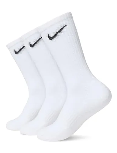 Nike Unisex Everyday Cushion (3 Pairs) Crew trainingssocken 3 Paar , Weiß / Schwarz, M EU