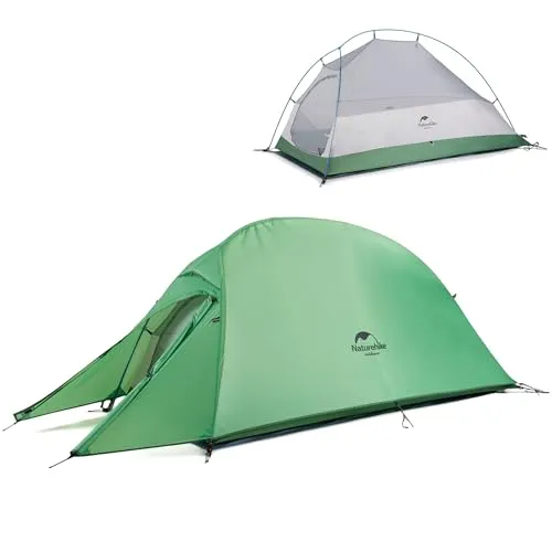 Naturehike Cloud up 1 Zelt – Ultraleichtes 1-Personen Campingzelt - Kuppelzelt für 4 Jahreszeiten, wasserdichtes 210T Nylon, leicht und ideal für Rucksackreisen mit erweiterbarem Stauraum.