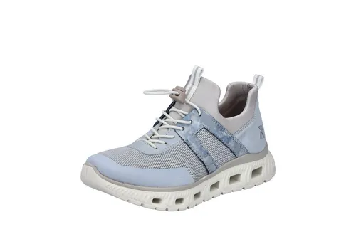RIEKER SPORT Slip-On Sneaker für Damen, Gr. 42, hellblau-beige - Veganer RIEKER SPORT Slip-On Sneaker aus atmungsaktivem Textil und Lederimitat, ideal für Freizeit und Sport, mit gepolsterter Innensohle für hohen Tragekomfort.