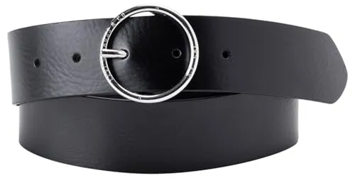 Levi's Damen Athena Belt, Regular Black, 90 - Damen-Gürtel aus 100 % echtem Leder, bietet Eleganz und Langlebigkeit, verziert mit einer schicken Silberschnalle und eingraviertem Levi's-Logo.