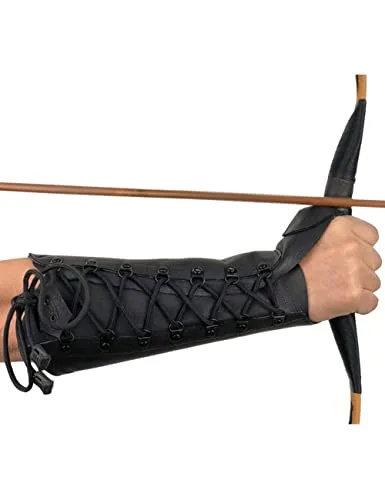 longbowmaker 12.2 Zoll Schwarzer Bogenschießen Armschutz Armschoner aus Leder Bogensport Zubehör
