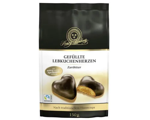 Lambertz Süßigkeit, Lambertz Lebkuchen Herzen gefüllt mit Zartbitterschokolade 150g