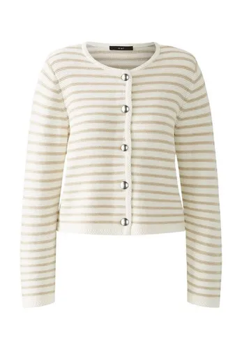Oui Strickjacke in Weiß - Stilvolle Cardigan aus 100% Baumwolle, Größe 44, perfekt für gemütliche Looks und vielseitige Kombinationsmöglichkeiten.