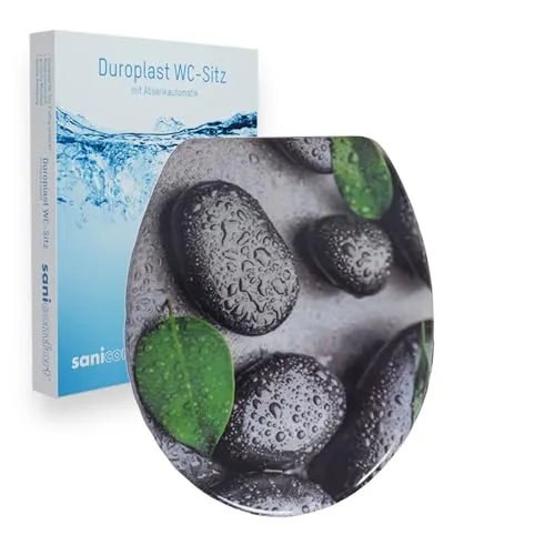 Sanicomfort WC-Sitz mit Absenkautomatik, Duroplast (Calming Stone) - Hochwertiger WC-Sitz aus Duroplast mit innovativer Absenkautomatik für geräuschloses Schließen. Hygienisch, leicht zu reinigen und passend für alle handelsüblichen WC-Becken.