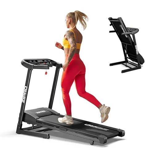 Zipro klappbares Laufband Pulse - Treadmill für Zuhause - Laufband bis 130kg, 1-12 km/h, 15 Steigungsstufen und 12+3 Trainingsprogramme für individuelles Fitness-Training. Ideal für zu Hause mit LED-Display und Herzfrequenzsensoren.